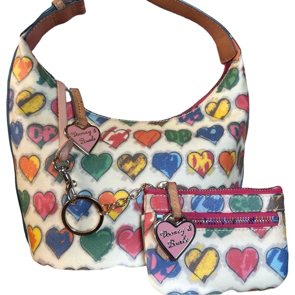 Dooney & Bourke Vintage Set EUC Hobo Bag & Coin Pouch With Rainbow Zippers - Picture 16 of 16